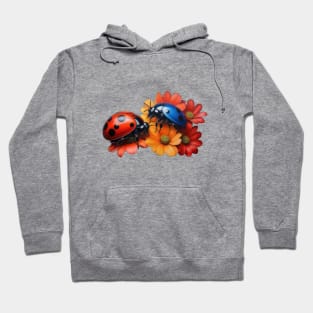 Red and Blue Ladybugs Hoodie